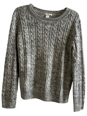 H&M Basic Cable Knit Sweater Mottled Gray Medium